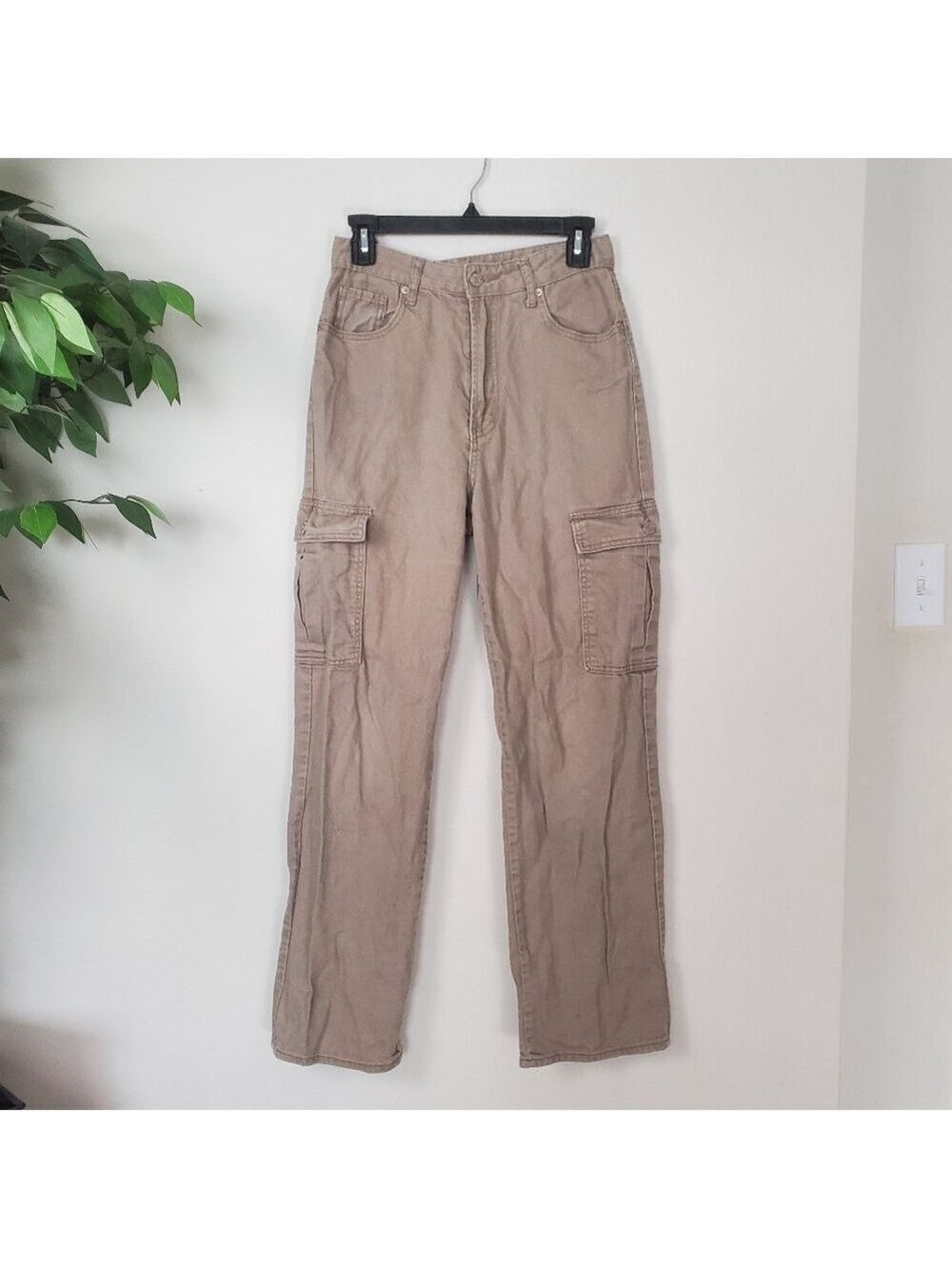 Song Khaki Boyfriend Cargo Jeans Womens Size 7 28 Distressed